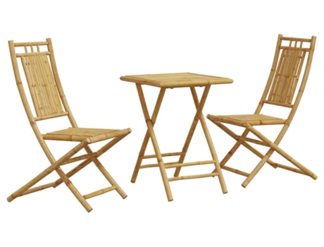Conjunto 3 de mesa y sillas de jardín VIDAXL bambú