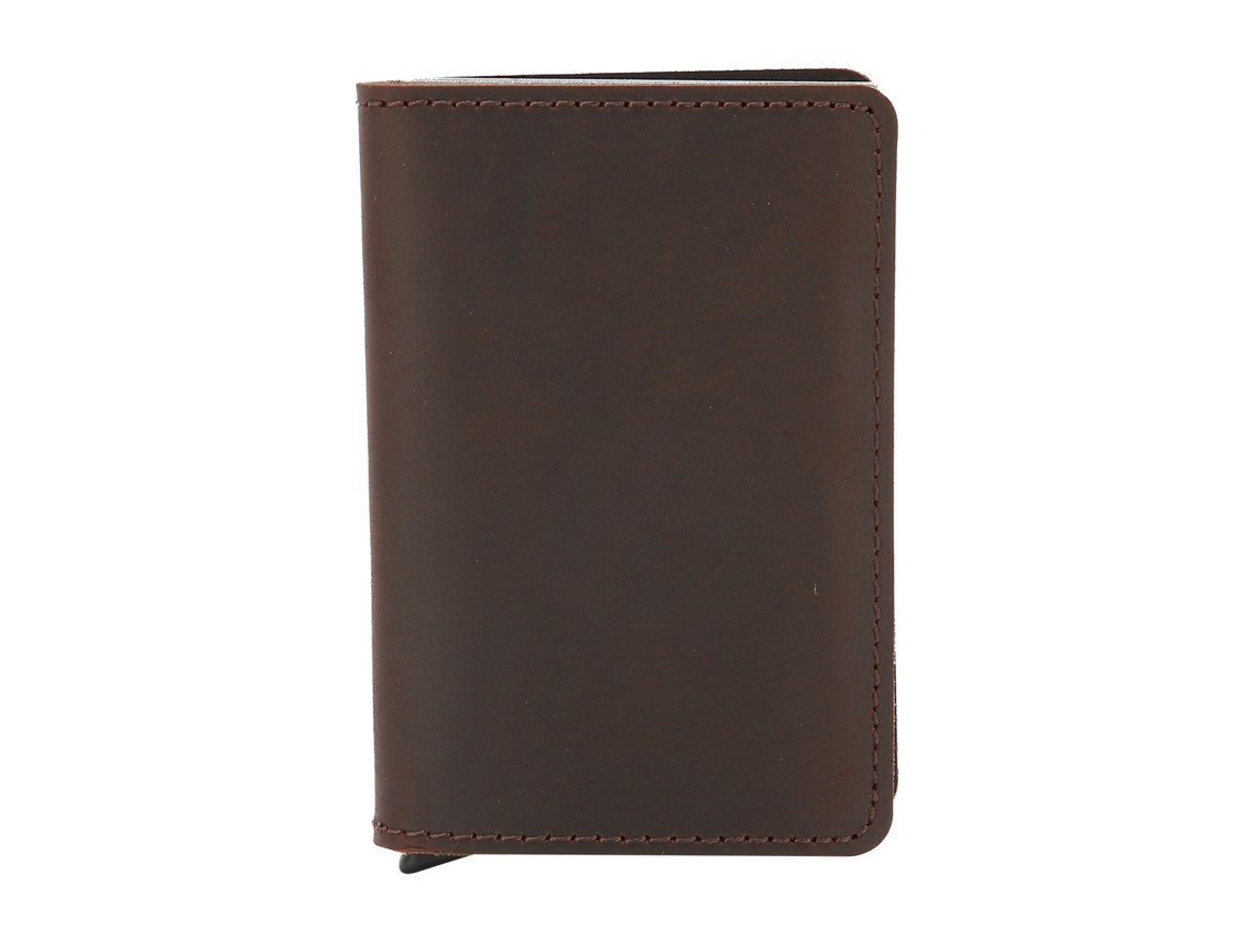 Cartera Delgada Para Tarjetas De Crédito Con Clip Metálico Para Billetes, Regalo Para Hombre, Color Café Oscuro.