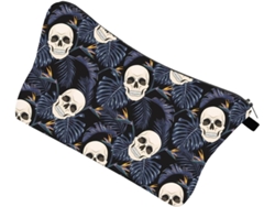 Neceser Compacto De Lona Con Estampado De Calaveras - Ideal Para Viajar