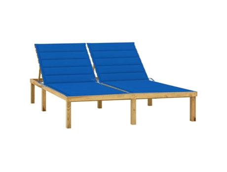 MAISON EXCLUSIVE - Tumbona doble y cojines azul royal madera pino impregnada