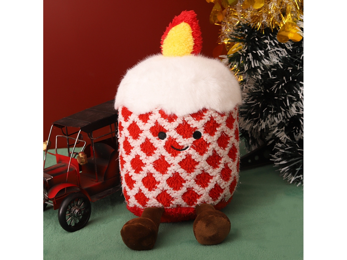 (muñeco Navideño Con Vela Roja 15 Cm) Peluche, Almohada, Decoración