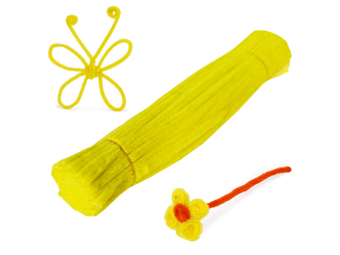 Tiras De Terciopelo De Chenilla Amarillo Claro (600 Tiras Limpiadoras De Raíces Aciculares) - Manualidades Para Niños, 0,6 X 30 Cm