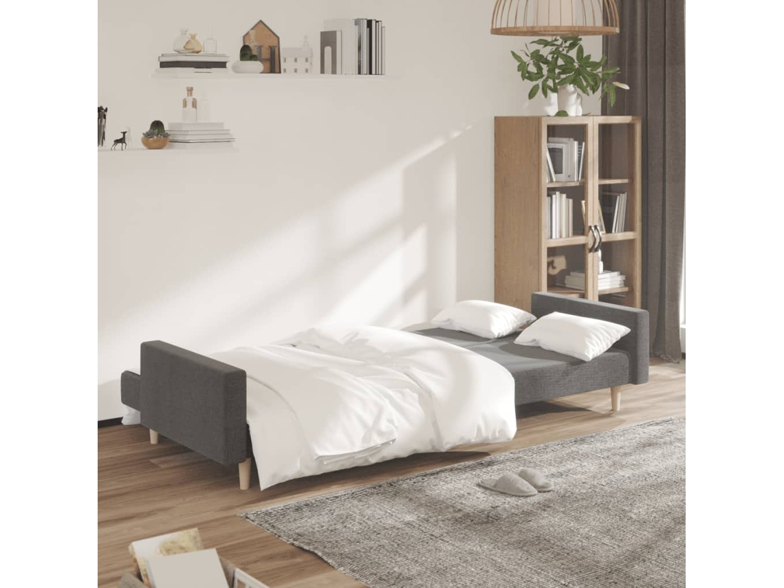 Sofá Cama De 2 Plazas Tela Gris Claro
