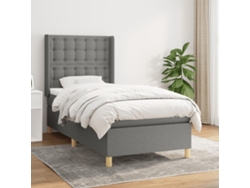 Cama Box Spring Con Colchón Tela Gris Oscuro 90x190 Cm