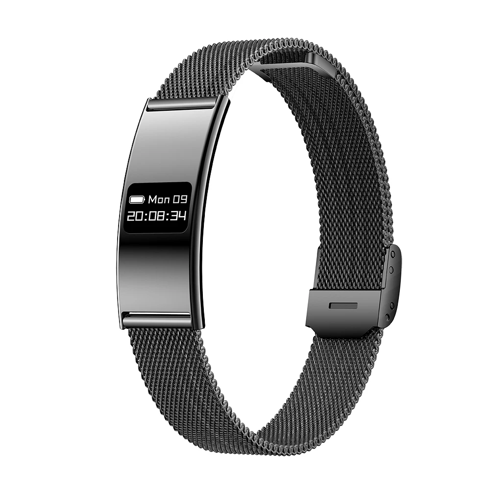 Pulsera Inteligente De Acero Inoxidable Negro, Resistente Al Agua Ip68, Con Recordatorio De Llamadas De 2,88 Mm.