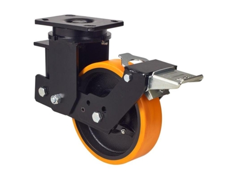 Rueda giratora placa freno 10hlsbfn200-hub suspension poliur.naranja bolas ALEX