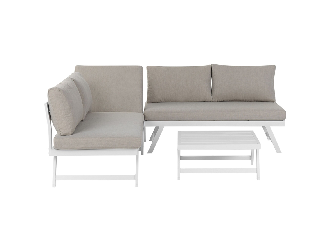 Conjunto de jardín esquinero 5 plazas de metal gris pardo BELIANI Coccorino
