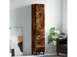 Aparador | Armario alto de 34,5 x 34 x 180 cm, madera de roble ahumada.