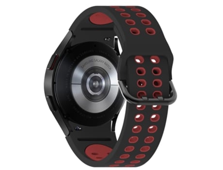 Correa de Silicona 20mm de dos colores con hebilla de doble orificio para Samsung Galaxy Watch4 40mm/44mm/Watch4 Classic 42mm/46mm - negro/rojo