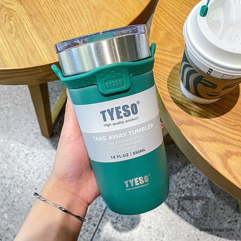 Taza de acero inoxidable (verde, 710 ml) para café/agua, botella para coche con pajita y aislamiento al vacío.