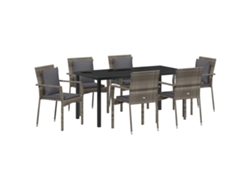 Maison Exclusive - Conjunto De Comedor De Jardín 7 Pcs Gris Ratán Sintético