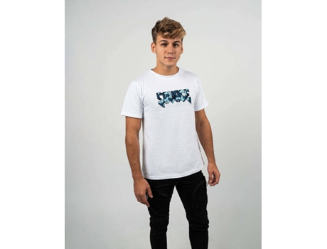 T-shirt Básica SAVAGE Crew Algodón Hombre (M - Blanco y Azul)