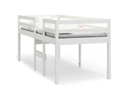 Cama Alta 90x190 Cm Madera Maciza De Pino Blanca Dkd Home Decor