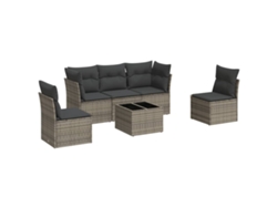 Maison Exclusive - Set De Muebles De Jardín 6 Pzas Y Cojines Ratán Sintético Gris