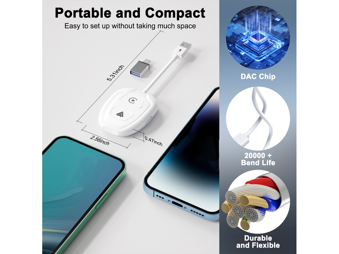 Adaptador Inalámbrico Carplay Que Convierte Cable A Inalámbrico Plug Play Con Ia Y Alta Compatibilidad.