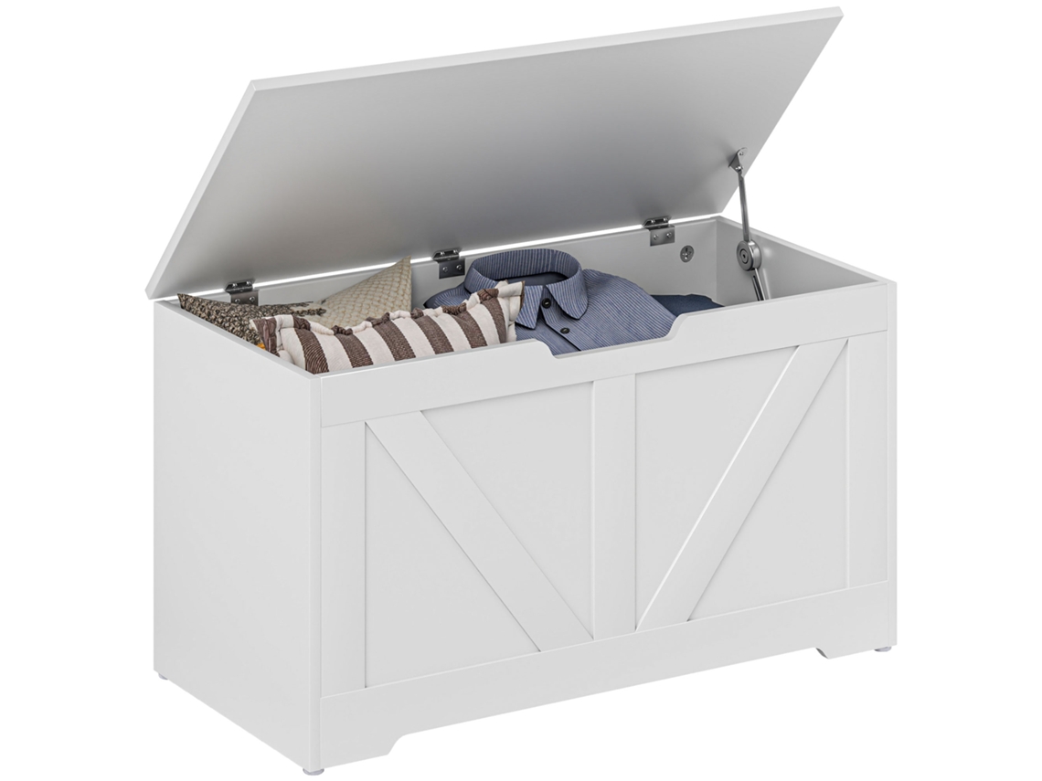 Caja De Almacenamiento De 100 Litros Con Tapa Abatible, 80x40x45 Cm, Blanca.