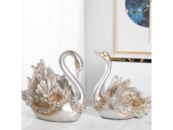 Adorno de cisne para pareja, sala de estar, decoración del hogar, regalo plateado