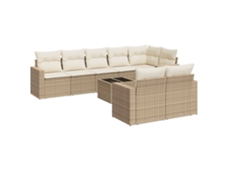 Maison Exclusive - Conjunto de sofá de jardín de 9 piezas con cojines de mimbre, color beige
