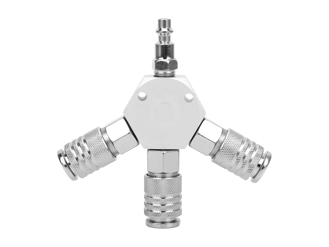 Conector pneumático de 3 vias com 3 acopladores e plugue NPT de 1/4".