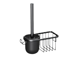 Juego de escobilla de baño, mango largo, cerdas suaves para una limpieza profunda, incluye portaescobillas, color negro Tommy01