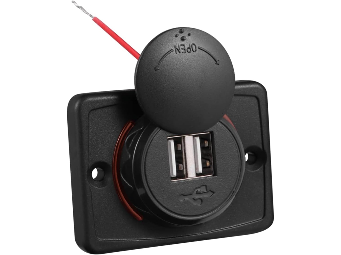 Carregador Usb Veicular À Prova D'água Com Duas Portas Para Smartphone E Tablet (1 Unidade).