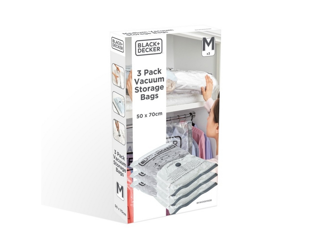 Bolsas de almacenamiento al vacío Black Decker (paquete de 3) S Transparente