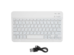 Teclado Inalámbrico Bluetooth De 10 Pulgadas Con Retroiluminación Rgb Y Teclas Cuadradas Para Teléfonos Móviles Y Tabletas - Blanco - Estilo Ruso