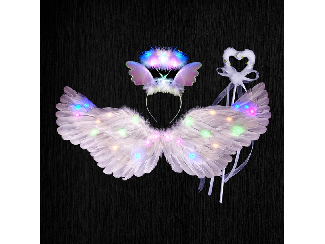Alas con forma de golondrina con asas blancas y luces de colores.