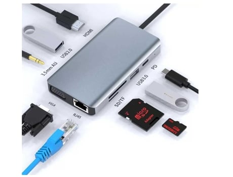 BISBISOUS-estación de acoplamiento para ordenador portátil, Monitor Usb C 9 en 1, adaptador multipuerto tipo C con HDMI, Vga, Pd, lector de tarjeta...