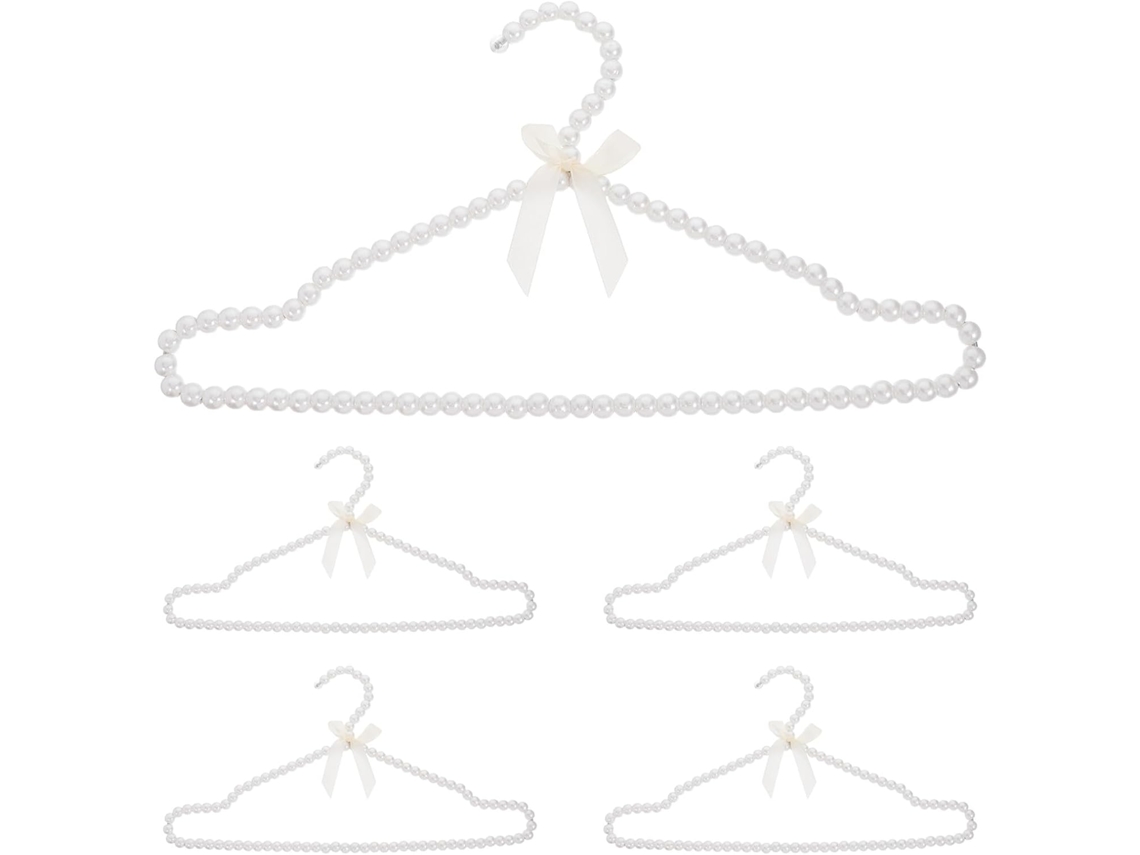 Juego 5 Perchas Blancas Cuentas 40 Vestidos Novia Tendedero Decorativo Antideslizante Perchero Versátil Bodas