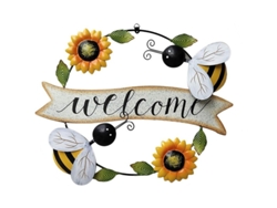 Letrero De Bienvenida De Metal Con Girasol, Decoración Para Puerta O Interior