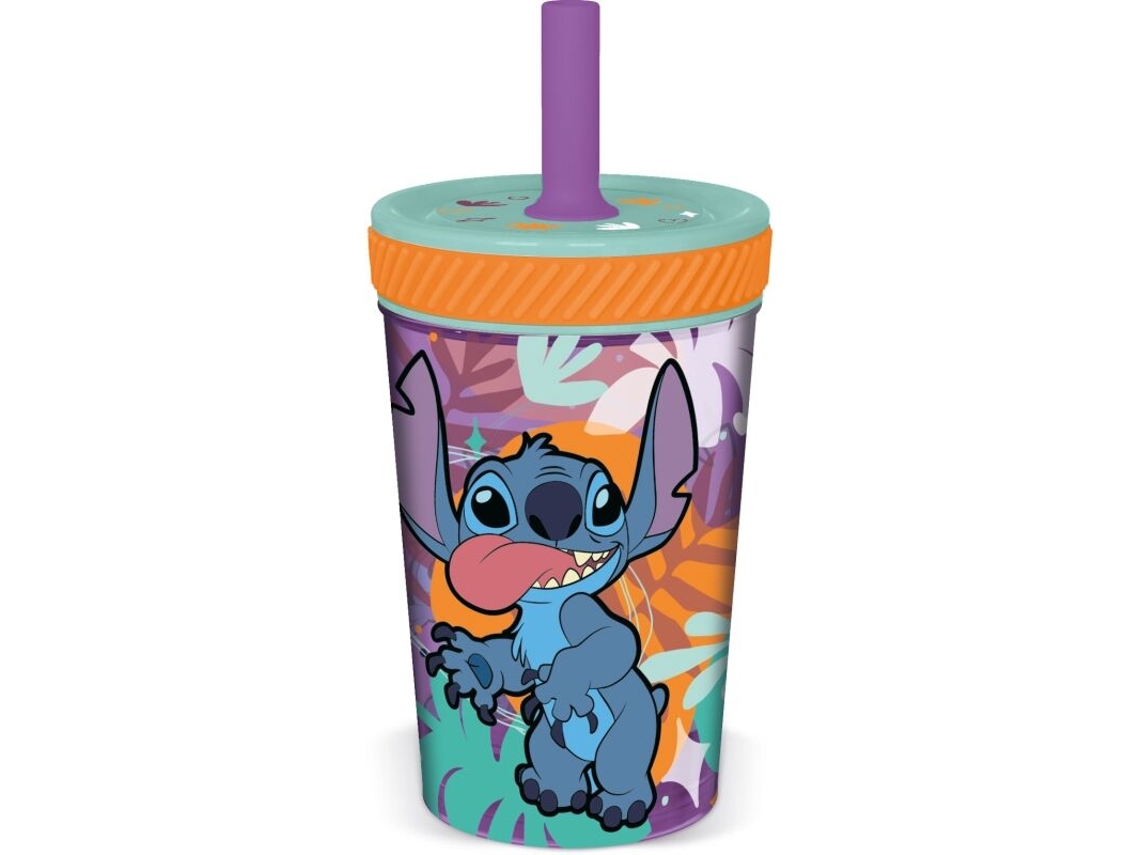 Vaso Antivuelco Con Pajita Aloha Stitch 370 Ml B.active