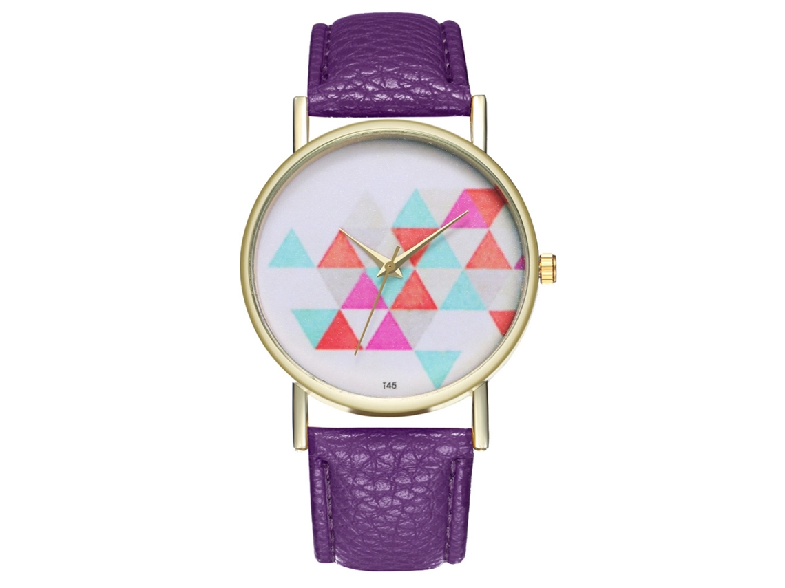 Reloj De Pulsera Unisex De Cuarzo Con Correa De Cuero Sintético De Moda (morado)