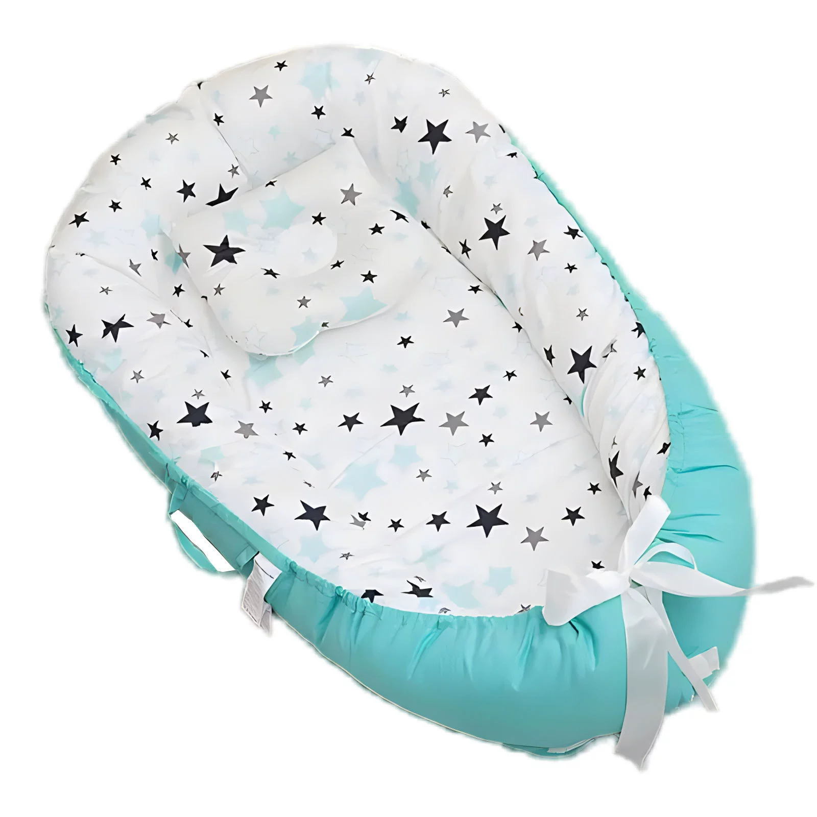 Nido Para Bebé Eifson 0-24 Meses Con Almohada Algodón Suave 85x55cm (azul Estrella)