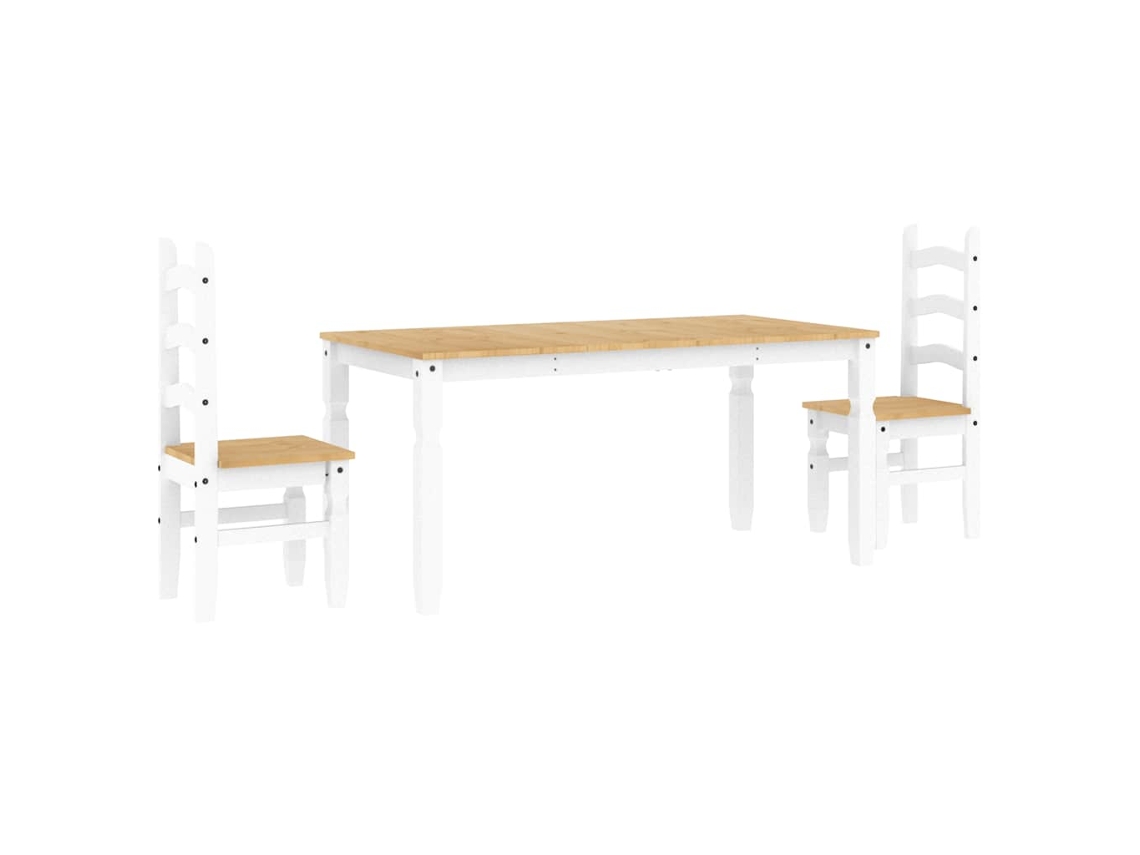 Maison Exclusive - Juego De Comedor Panama 3 Pzas Madera Maciza De Pino Blanco