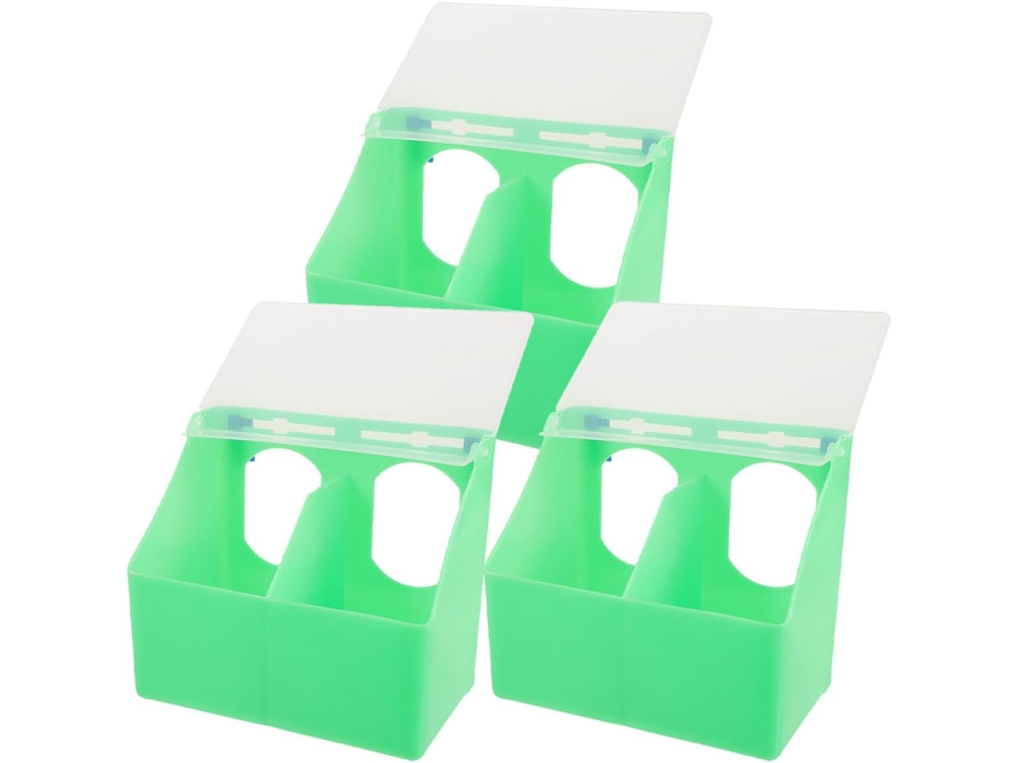 Comederos De Plástico Para Pájaros, 3 Unidades Con Tapa, Colgantes, Para Loros Y Periquitos. Uso Versátil En Jaulas Y