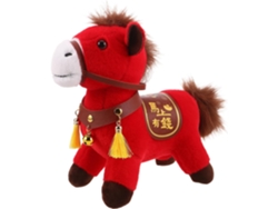 Caballo de peluche para el Año Nuevo Lunar - Figura decorativa roja del zodíaco chino.