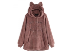 2026-chaqueta Con Capucha De Pelo Doble Oversize Con Orejas De Gato Para Mujer Otoño Invierno 5xl Rosa