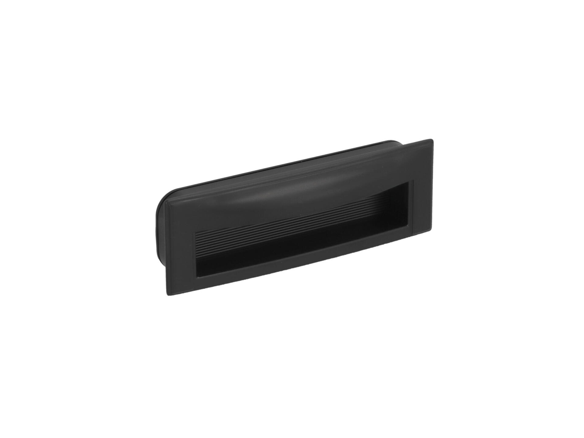 Tirador empotrado HARDWAREXCHANGE de Zamac con distancia entre centros de 96 mm, barniz negro mate, juego de 6 unidades.