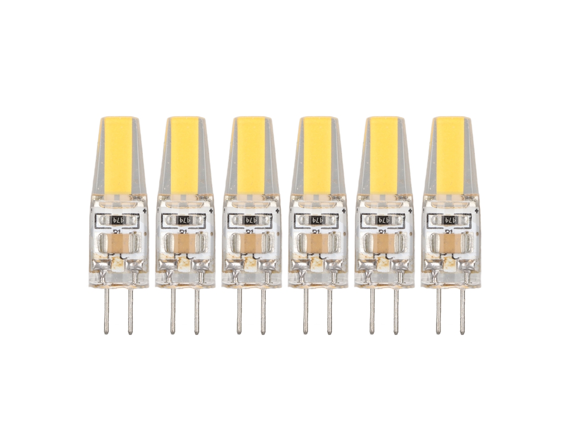 2026-6 Piezas Bombilla Led G4 6w 500lm Cob Silicona Ahorrador Energía Para Lámpara Techo Pared Mesa 220v
