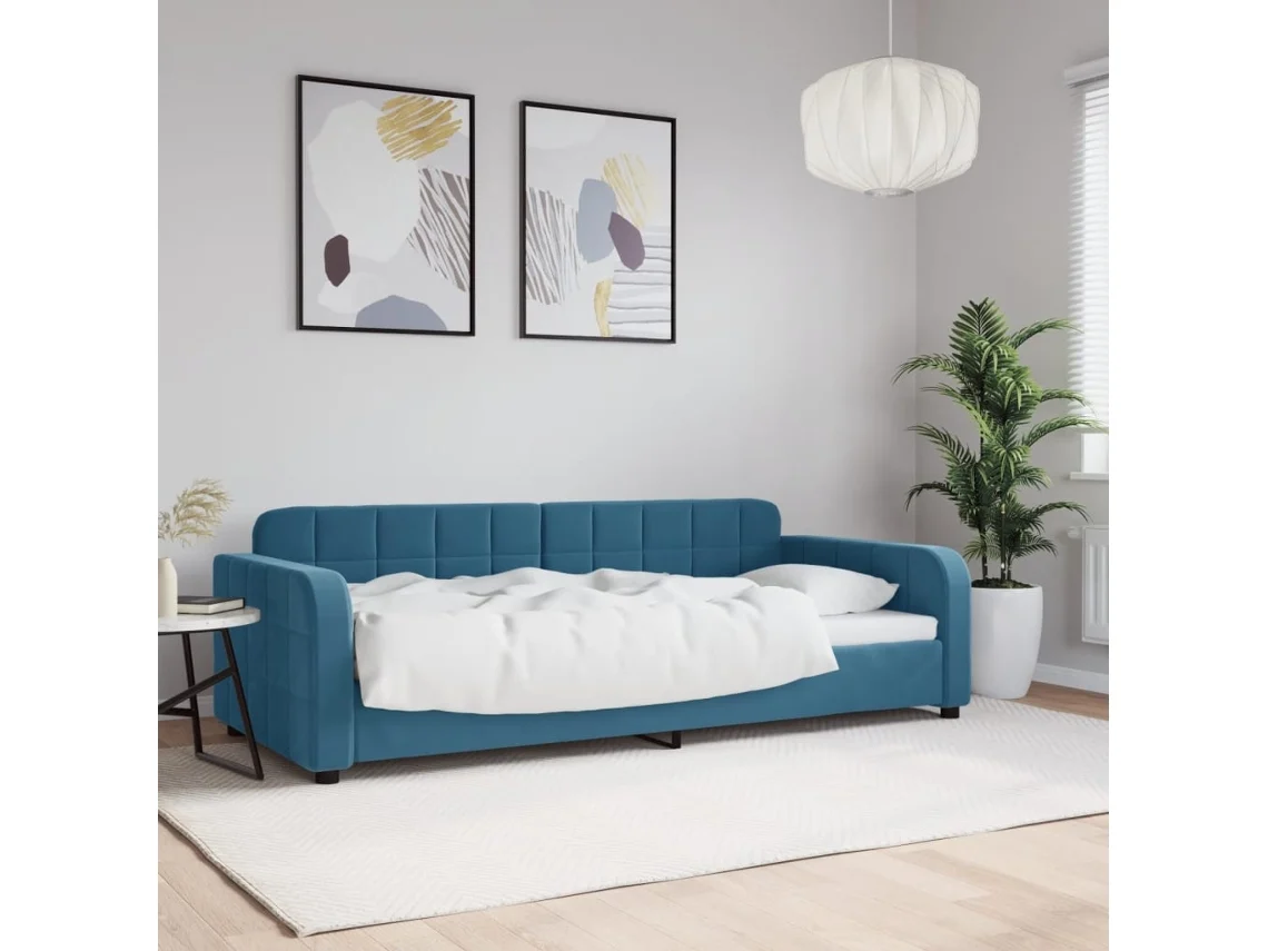 Sofá Cama Sin Colchón Terciopelo Azul 90x200 Cm
