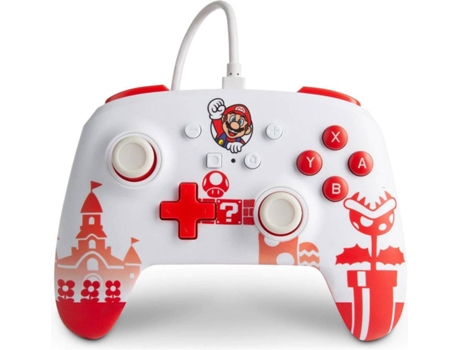Mando con Cable POWERA Super Mario (Nintendo Switch - Rojo y Blanco)
