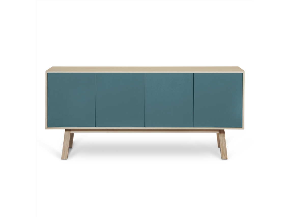 Aparador Alto MON PETIT MEUBLE FRANÇAIS con 4 Puertas (Azul Gris Lehon - Madera - 180 x 94 x 46 cm)