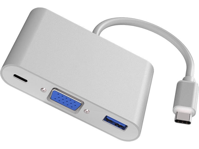 Conversor HOWEI Type C to VGA Three In One (Plateado)