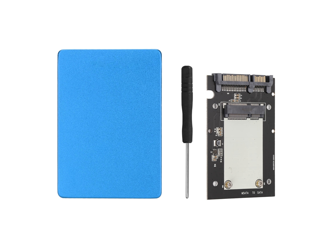 Carcaça Adaptadora Ssd Liga De Alumínio 6gbps Msata To Sata3.0 Ultra Fina Para Computador Azul