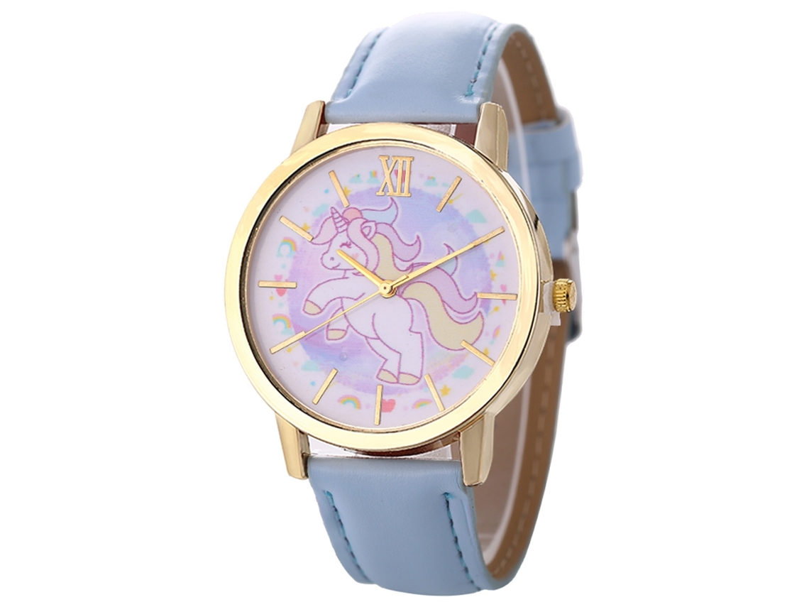 Reloj Analógico De Cuarzo Unisex Azul Claro, Elegante Y Casual Para Negocios.