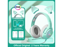 ONIKUMA K9 Pink Cat Ear Auriculares con RGB LED Light Flexible Mic Gaming Headset 7.1 Surround Computer Earphones para PC Gamer