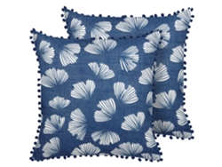 Juego de cojines decorativos BELIANI Dandelion de Poliéster Azul 45x45x10