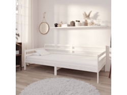 Sofá Cama con Colchón Madera de Pino Macizo Blanco (90x200 cm)