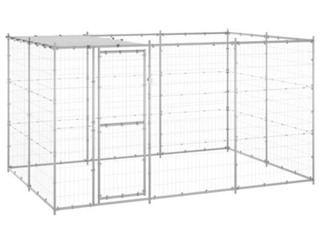 vidaXL Perrera de exterior de acero con techo 7,26 m²